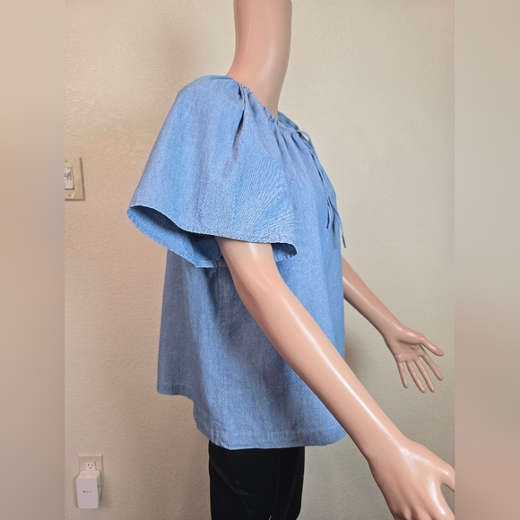 J.Crew* Cranbury Tie-neck Cotton-Poplin Top - Size Large - Picture 4 of 11